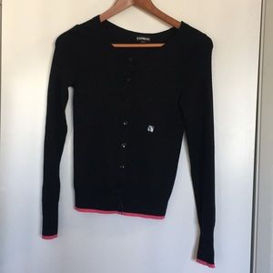 Express Black Cardigan With Pink Trim Size XS